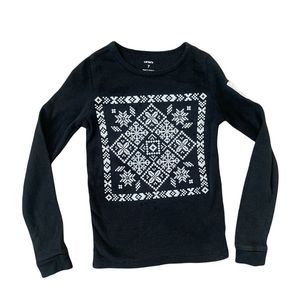 Carter’s Girls 7 Black Thermal with Sparkle Snowflake Decoration and Arm Patch